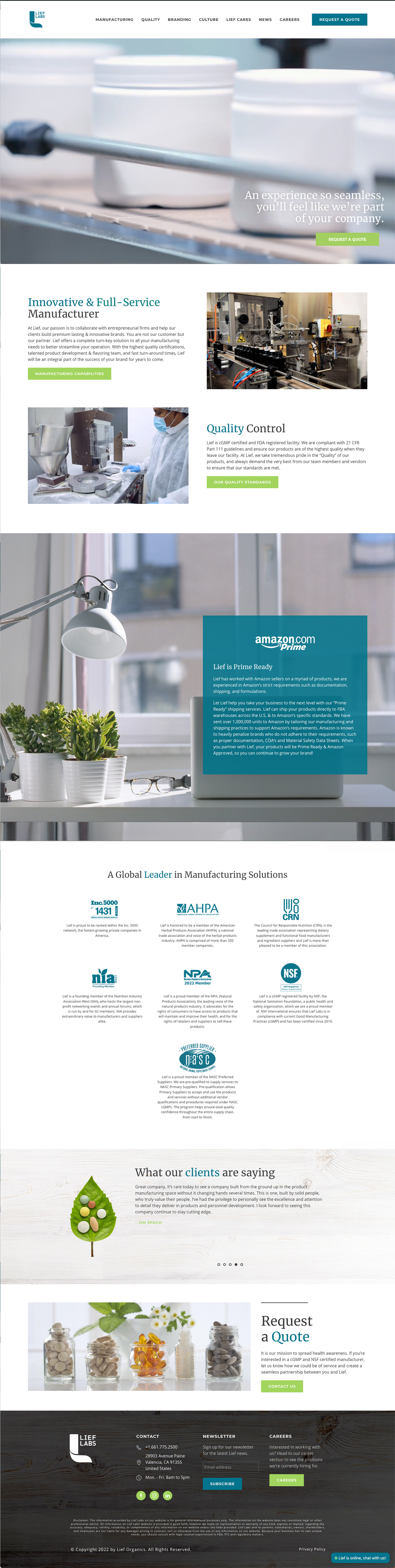 Lief Labs Homepage 1.0 — Before Redesign