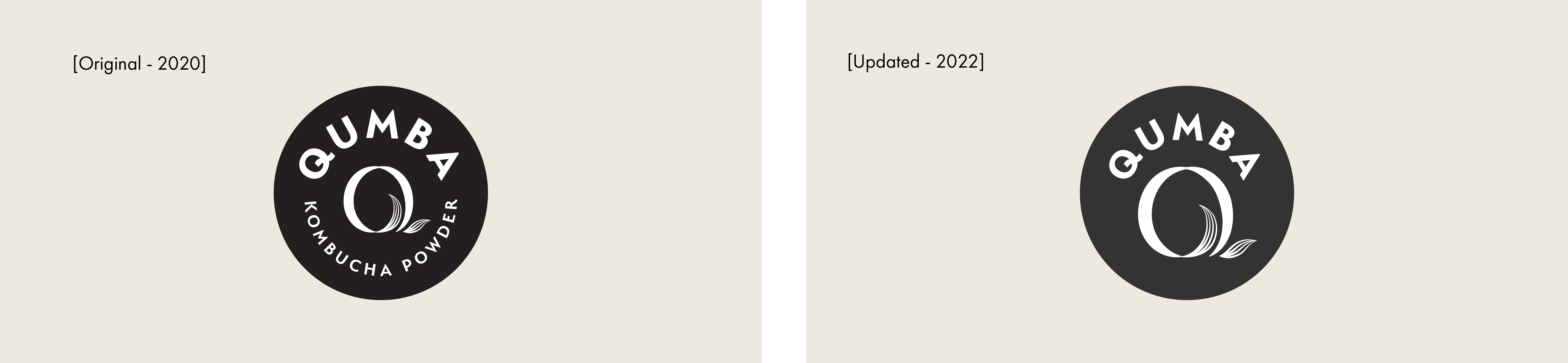 Qumba logo comparison — original 2020 mark versus the updated 2022 mark